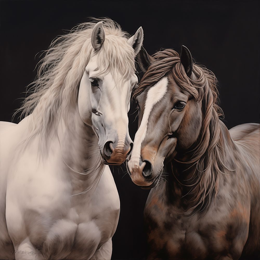 Two horses close-up.  (AI Generated)